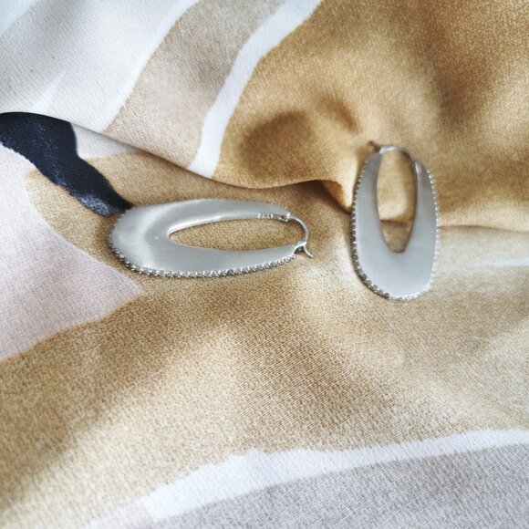 Kendra Scott - Adeline - Silver White Crystal Hoop Earrings - Picture 2 of 4